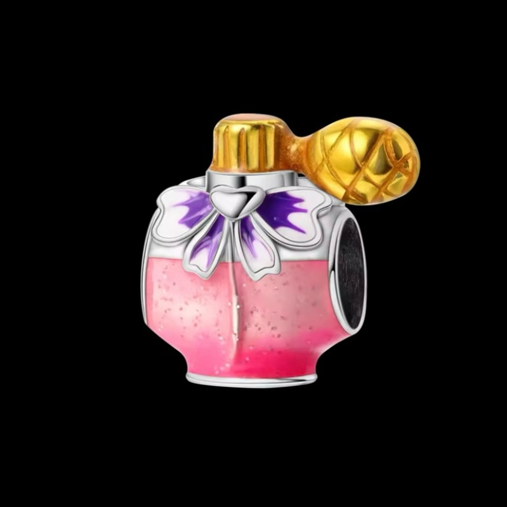 925 Sterling Silver Pink Perfume Bottle Charm
